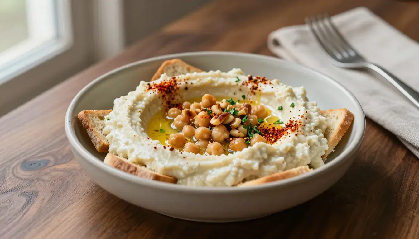 Fattet hummus (garbanzos con yogur y pan crujiente)