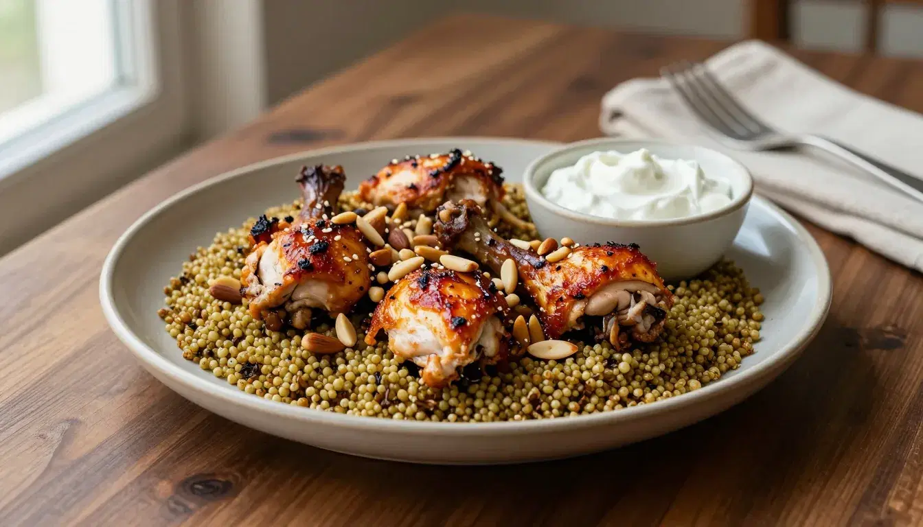 Freekeh bi djeij (pollo con trigo verde ahumado)