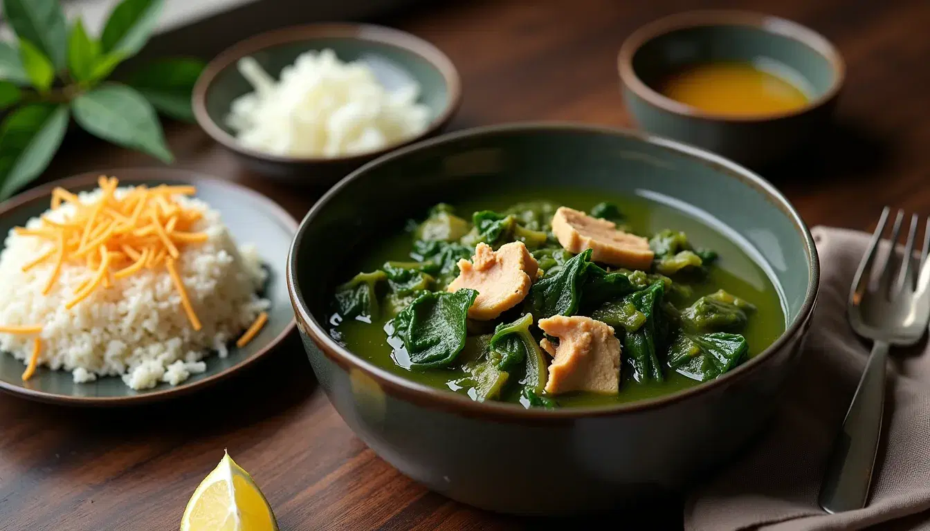 Mloukhieh (guiso de pollo y hojas de yute)